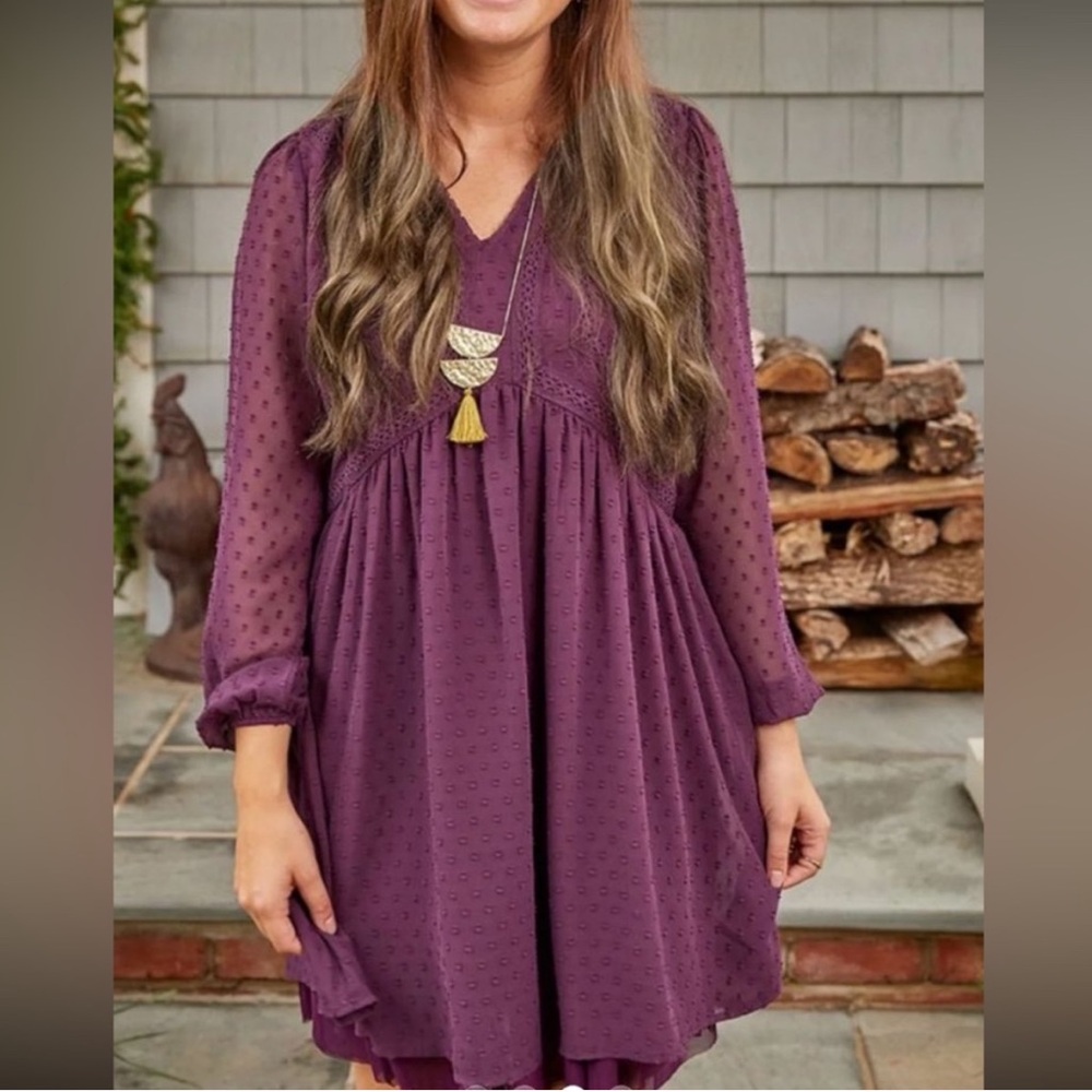 Matilda Jane Festive Fancy Plum Swiss Dot Dress